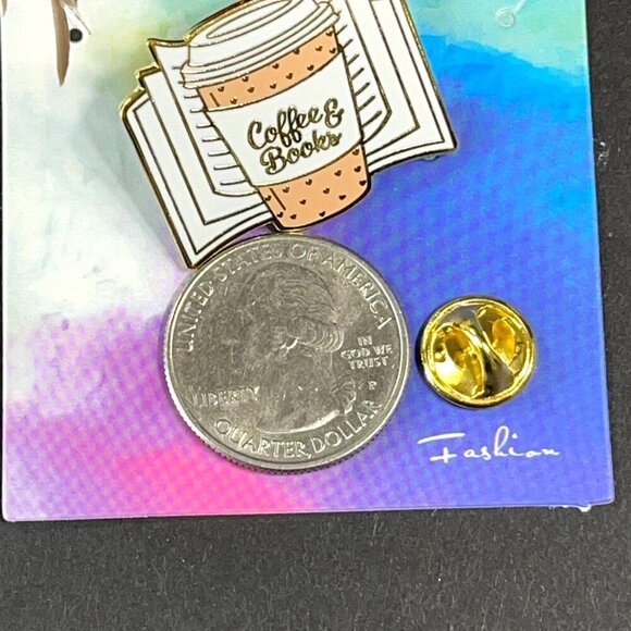 Coffee Cup Books Lapel Pin Drink Cup Enamel Accessories Badge Brooch Jewelry Pin - Picture 2 of 6
